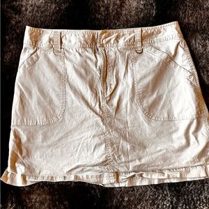 CHAUS Utility Cargo Skirt Beige Khaki Size 14 Belted Pockets